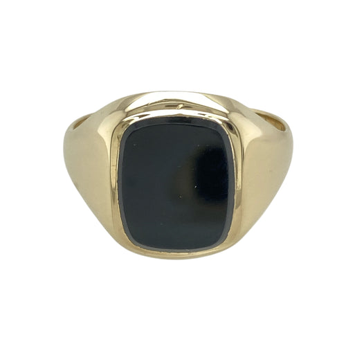 9ct Gold & Onyx Set Rectangle Signet Ring