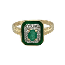 Load image into Gallery viewer, 14ct Gold Diamond &amp; Emerald Set Halo Ring
