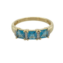 Load image into Gallery viewer, 9ct Gold Diamond &amp; Blue Topaz Set Band Ring

