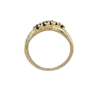 9ct Gold Diamond & Sapphire Set Twist Crossover Band Ring