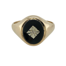Load image into Gallery viewer, 9ct Gold Diamond &amp; Onyx Set Oval Signet Ring
