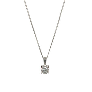 9ct White Gold & Diamond Set Solitaire 18" Necklace