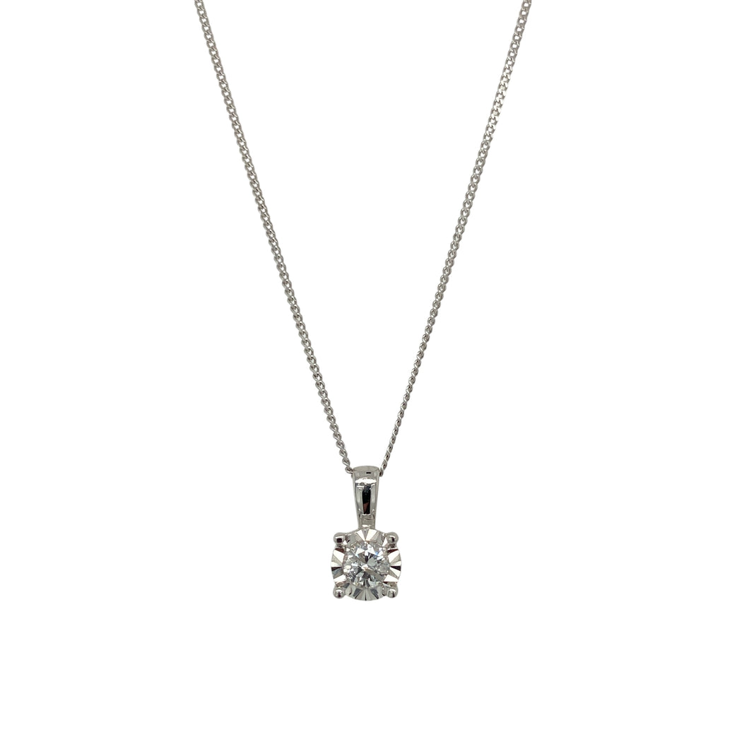 9ct White Gold & Diamond Set Solitaire 18
