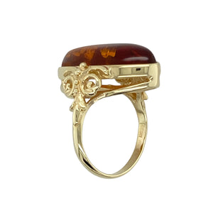 9ct Gold & Amber Set Ring