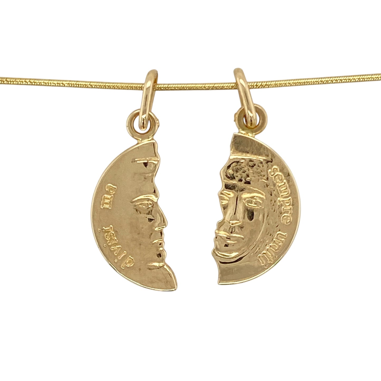 18ct Gold Split Face 'Friend/Lover' Disc Style 18" Necklace