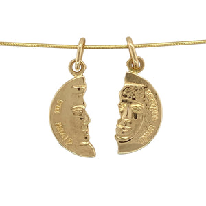 18ct Gold Split Face 'Friend/Lover' Disc Style 18" Necklace