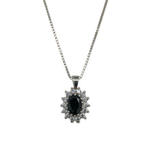 Load image into Gallery viewer, 9ct White Gold Sapphire &amp; Cubic Zirconia Set Cluster 20&quot; Necklace
