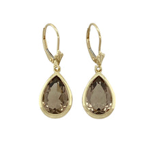 Load image into Gallery viewer, 9ct Gold &amp; Smoky Quartz Teardrop Drop Earrings
