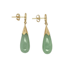 Load image into Gallery viewer, 9ct Gold &amp; Jade Set Drop Earrings
