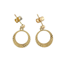 Load image into Gallery viewer, 9ct Gold Patterned Open Circle Drop Stud Earrings
