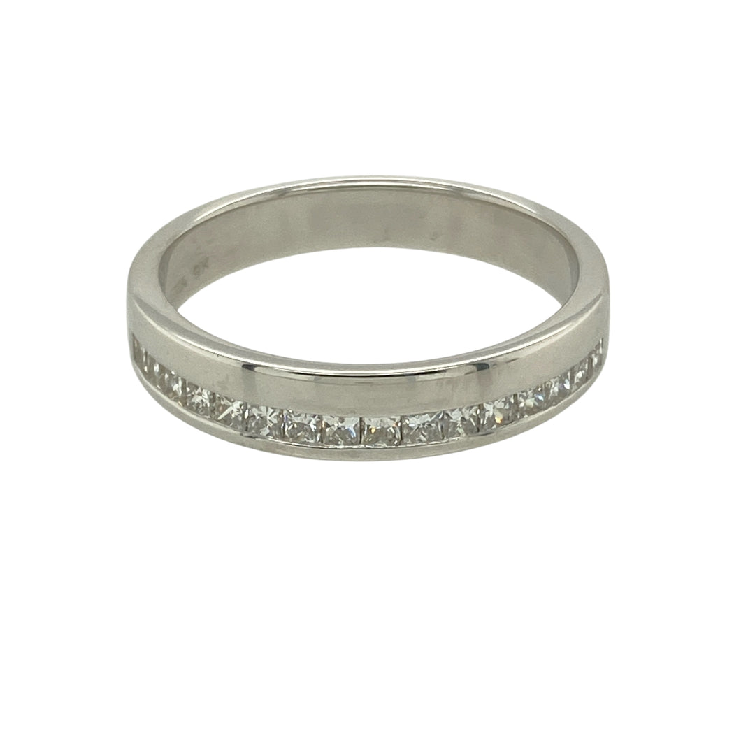 9ct White Gold & Diamond Set Band Ring