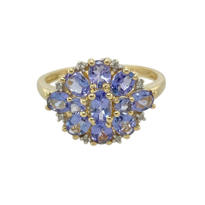 9ct Gold Diamond & Tanzanite Set Cluster Ring