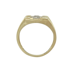 9ct Gold & Diamond Set Cross Signet Ring