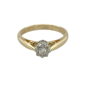 9ct Gold & Diamond Set Solitaire Ring