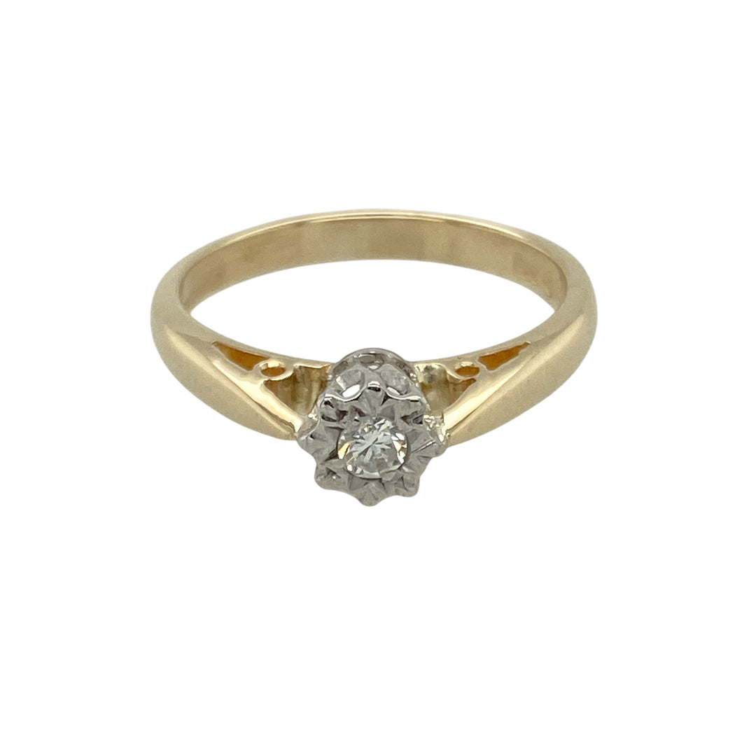 9ct Gold & Diamond Set Solitaire Ring