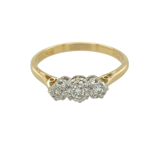 18ct Gold & Platinum Diamond Set Trilogy Ring