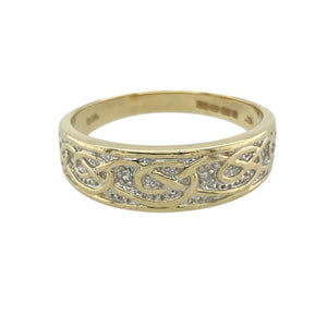9ct Gold & Diamond Set Celtic Weave Band Ring