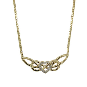 9ct Gold & Diamond Set Celtic Heart 16" Necklace