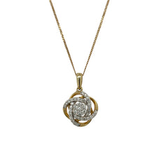 Load image into Gallery viewer, 9ct Gold &amp; Diamond Set Flower Knot Swirl 18&quot; Necklace
