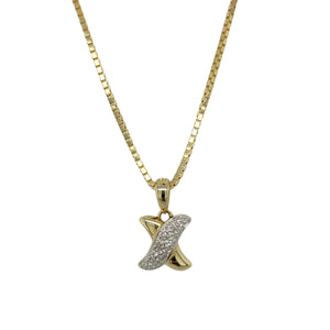 9ct Gold & Diamond Set Kiss 18" Necklace