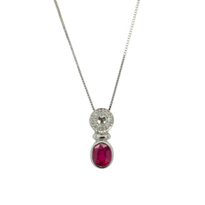 18ct White Gold Diamond & Ruby 18" Necklace