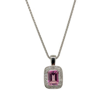 Load image into Gallery viewer, 9ct White Gold Diamond &amp; Pink Sapphire Set 18&quot; Necklace

