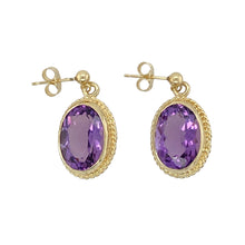 Load image into Gallery viewer, 9ct Gold &amp; Amethyst Set Drop Earrings

