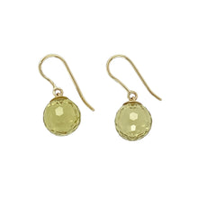 Load image into Gallery viewer, 9ct Gold &amp; Crystal Green Stone Drop Earrings
