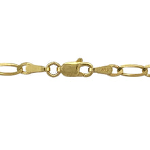 Load image into Gallery viewer, Add a touch of classic style to your jewellery collection with this pre-owned 9ct yellow gold Figaro chain, offering timeless design with a lightweight feel, perfect for everyday wear, featuring:

Design: An 18-inch Figaro chain featuring the iconic pattern of alternating short and longer links, creating a stylish and recognisable look.
Material: Made from 9-carat yellow gold, with a polished finish that enhances the chain’s elegant and versatile appearance.

