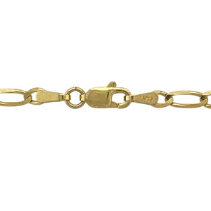 Add a touch of classic style to your jewellery collection with this pre-owned 9ct yellow gold Figaro chain, offering timeless design with a lightweight feel, perfect for everyday wear, featuring:

Design: An 18-inch Figaro chain featuring the iconic pattern of alternating short and longer links, creating a stylish and recognisable look.
Material: Made from 9-carat yellow gold, with a polished finish that enhances the chain’s elegant and versatile appearance.
