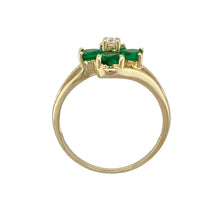 Load image into Gallery viewer, 9ct Gold Green Stone &amp; Cubic Zirconia Set Flower Ring
