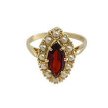 Load image into Gallery viewer, 9ct Gold Garnet &amp; Seed Pearl Set Cluster Ring
