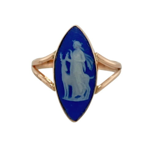 9ct Gold & Blue and White Set Cameo Ring