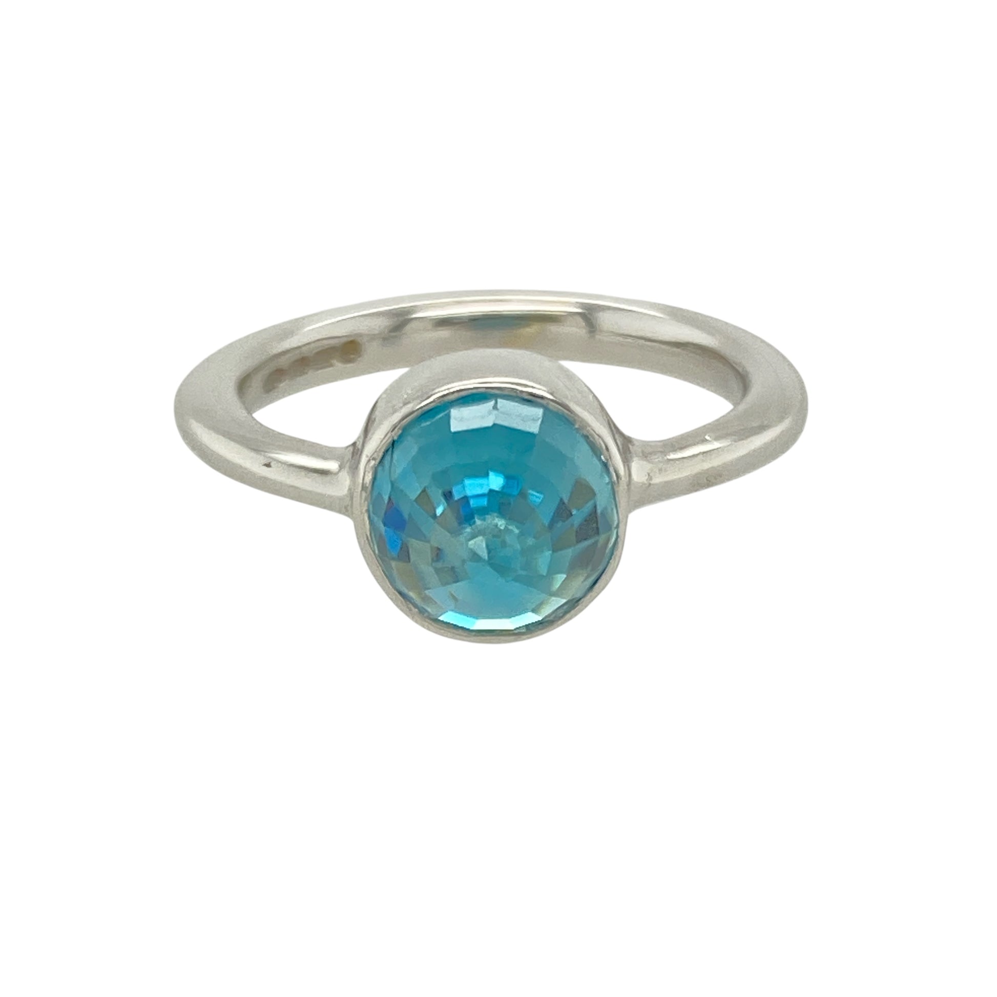 9ct White Gold & Blue Stone Set Dress Ring