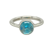 9ct White Gold & Blue Stone Set Dress Ring