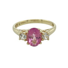 Load image into Gallery viewer, 9ct Gold &amp; Pink and White Cubic Zirconia Set Trilogy Ring
