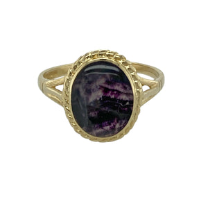 9ct Gold & Blue John Oval Cabochon Set Ring