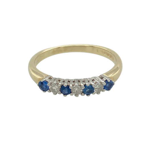 9ct Gold Diamond & Sapphire Set Band Ring