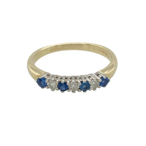 9ct Gold Diamond & Sapphire Set Band Ring