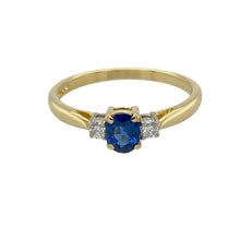 Load image into Gallery viewer, 18ct Gold Diamond &amp; Sapphire Set Trilogy Ring

