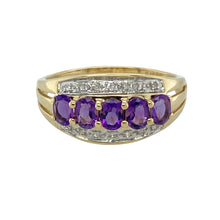 Load image into Gallery viewer, 9ct Gold Diamond &amp; Amethyst Set Band Ring
