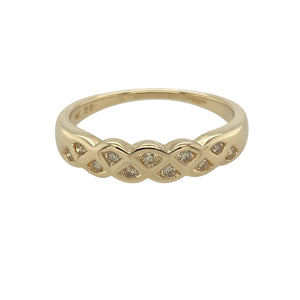 9ct Gold & Diamond Set Criss Cross Band Ring