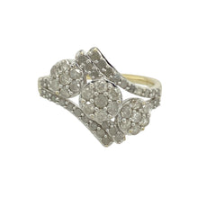 Load image into Gallery viewer, 9ct Gold &amp; Diamond Set Triple Flower Cluster Ring
