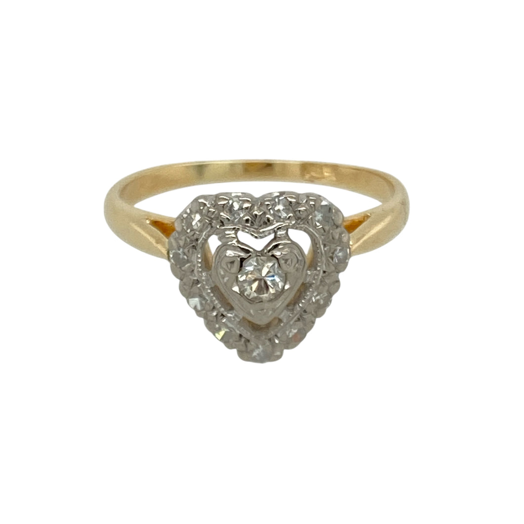18ct Gold & Diamond Set Heart Ring