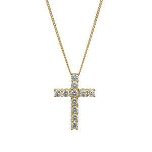 18ct Gold & Diamond Set Cross 18" Necklace