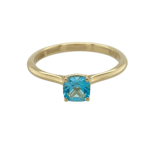 14ct Gold & Blue Topaz Set Solitaire Ring