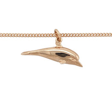Load image into Gallery viewer, Celebrate freedom, playfulness, and connection to the sea with this pre-owned 9ct Welsh rose gold dolphin pendant necklace, blending graceful design with the warmth of rare Welsh gold, featuring:

Design: A beautifully sculpted dolphin in mid-leap, symbolising harmony, joy, and intelligence. The flowing shape offers a sense of movement and lightness, perfect for sea lovers and nature enthusiasts.
Material: Made from 9-carat Welsh rose gold, known for its distinctive hue and heritage-rich origin
