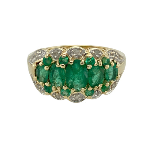 9ct Gold Diamond & Emerald Set Dress Ring