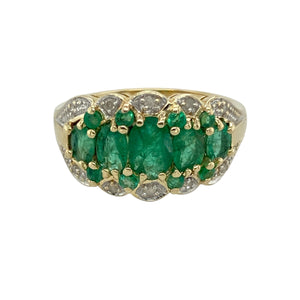 9ct Gold Diamond & Emerald Set Dress Ring