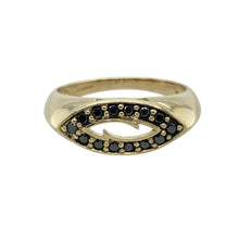 Load image into Gallery viewer, 9ct Gold &amp; Black Diamond Set Open Shaped Front Ring
